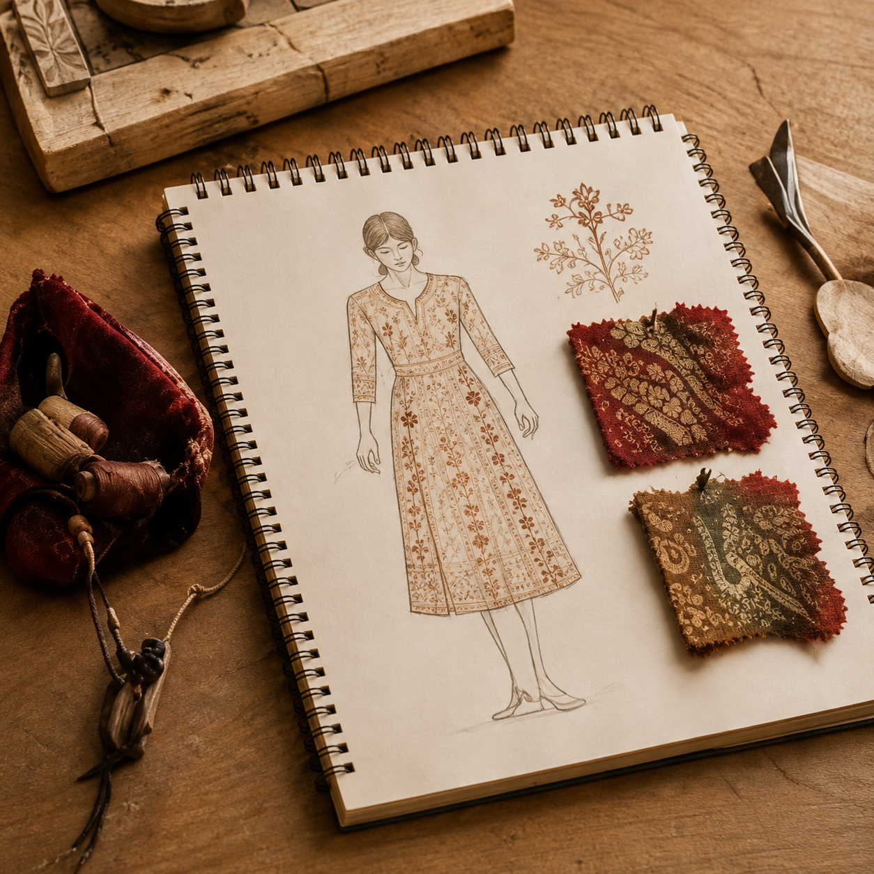 Designer working on ethnic wear
