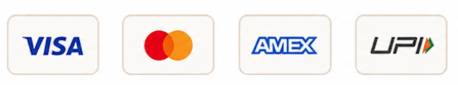 Accepted payment methods — Visa, Mastercard, Amex, UPI